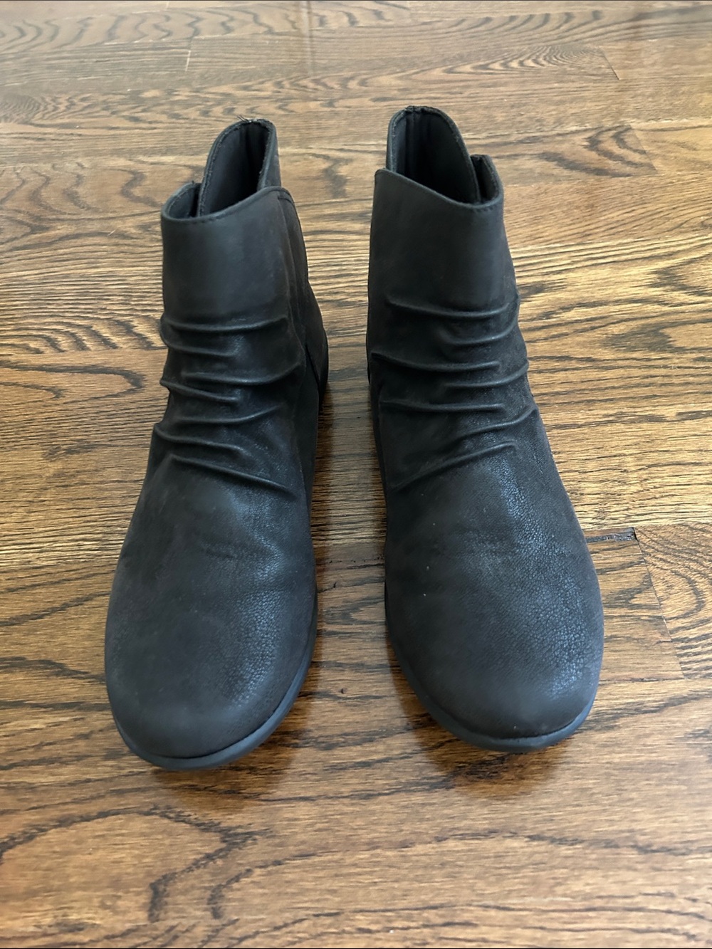 Clarks Black Ruched Ankle Booties